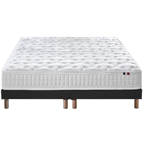 Ensemble matelas ressorts 5 zones sommier noir 160x200