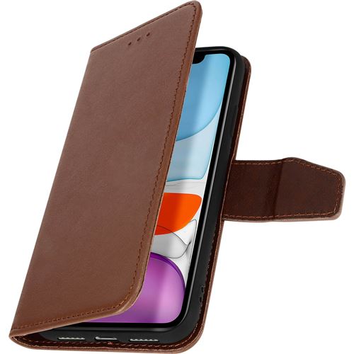 Avizar Housse Pour iPhone 11 Cuir Porte-carte Fonction Support Premium Marron
