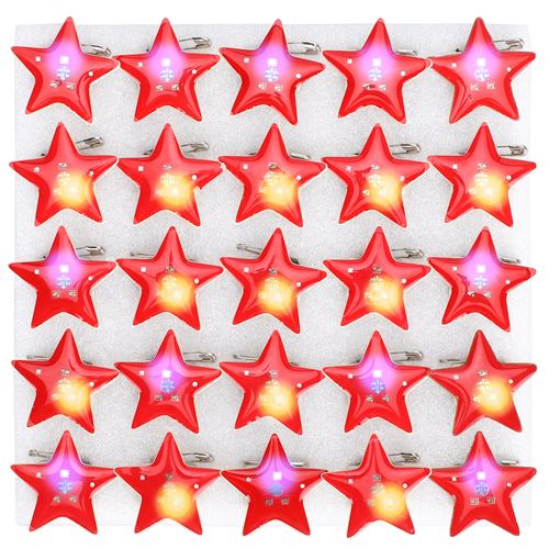 Badge de noël broche LED Étoile à cinq - Rouge