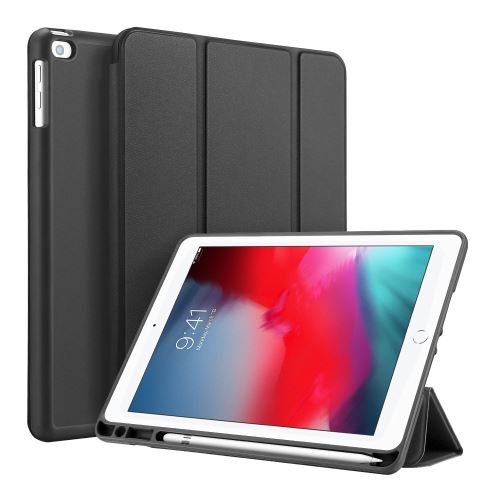 Etui en PU triple pli avec porte-stylo noir pour votre Apple iPad 9.7 pouces (2018)/(2017)