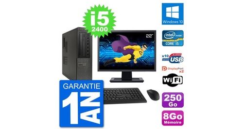 Pc dell 7010 dt ecran 22" intel i5-2400 ram 8go disque 250go windows 10 wifi