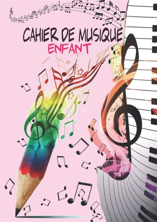 Cahier de musique Narratik enfant - 6 grosses portées par page - 108 pages - Format A4