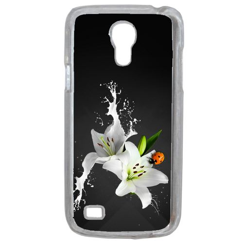 Coque Lys Blanc Coccinelle Sur Fond Gris Compatible Samsung Galaxy S4 Mini Transparent