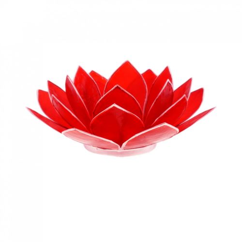 Porte Bougie Fleur de Lotus rouge et argent 1er chakra