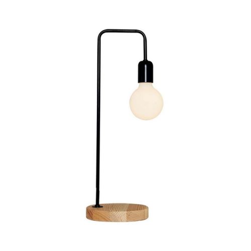 HOMEMANIA Lampe de Bureau Valetta - pour Table, Bureau, Table de Nuit - Noir, Chêne en Métal, 17 x 20 x 52 cm, 1 x E27, 40W