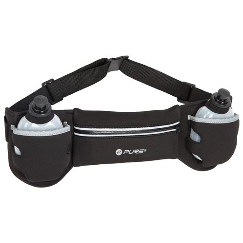 Pure2Improve Ceinture de course avec 2 bouteilles Noir et gris