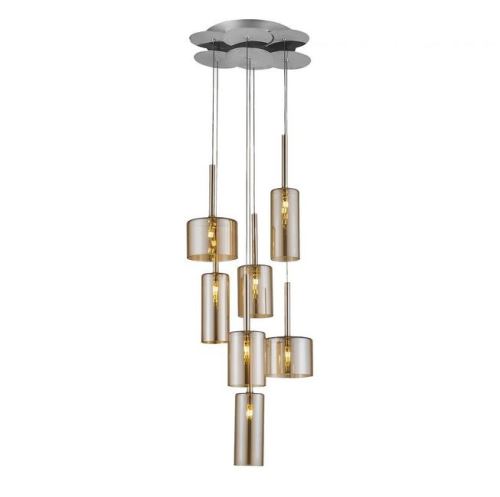 HOMEMANIA Lampe à Suspension Bibu Chandelier - à Cylindre - de Plafond - Miel en Verre, 37 x 37 x 120 cm, 1 x G4 Led , 140W