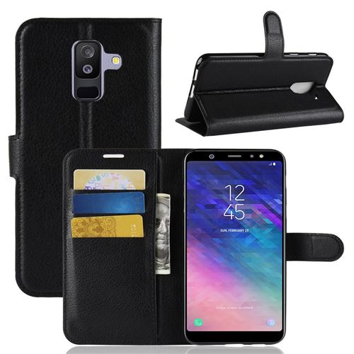 Etui en PU de couleur noire pour votre Samsung Galaxy A6 Plus (2018)