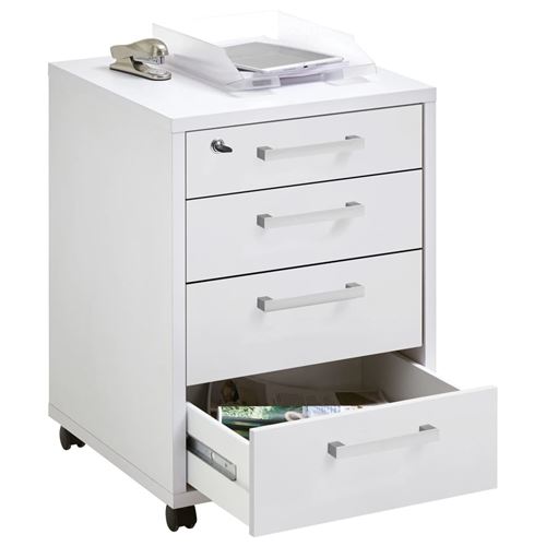 Vidaxl caisson à tiroir de bureau avec roulettes et 5 tiroirs blanc -  Conforama