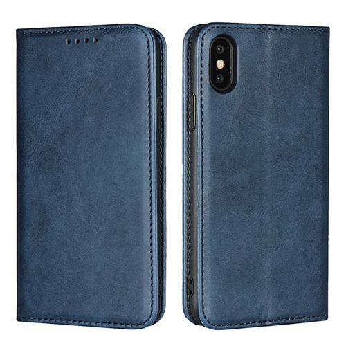 Etui en PU auto-absorbé bleu pour votre Apple iPhone XS 5.8 inch