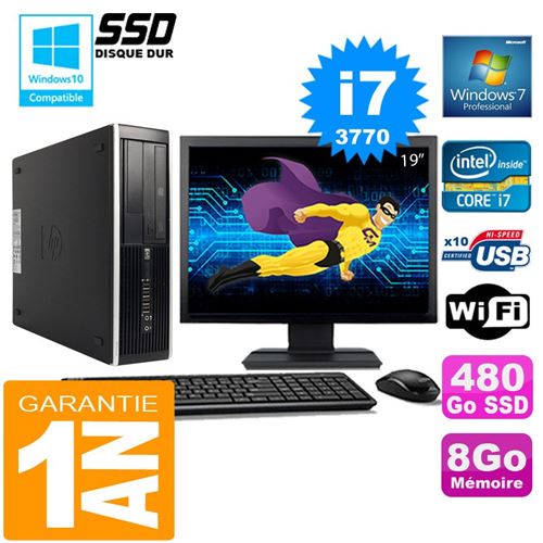Pc hp compaq 8300 sff core i7-3770 ram 8go disque 480 go ssd wifi w7 ecran 19' État correct - Hewlett-Packard reconditionné disponible sur Fnac