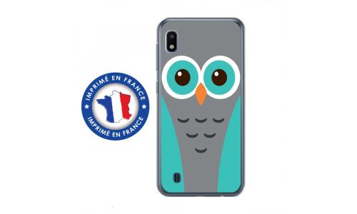 Coque souple pour Samsung Galaxy A10 avec impression Motifs chouette bleue et grise