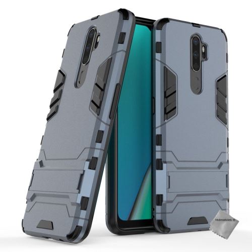 Housse etui coque rigide anti choc pour Oppo A5 (2020) avec verre trempe - BLEU FONCE