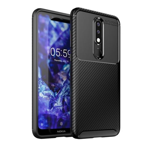 Coque en TPU fibre de carbone souple noir pour votre Nokia 5.1 Plus/X5