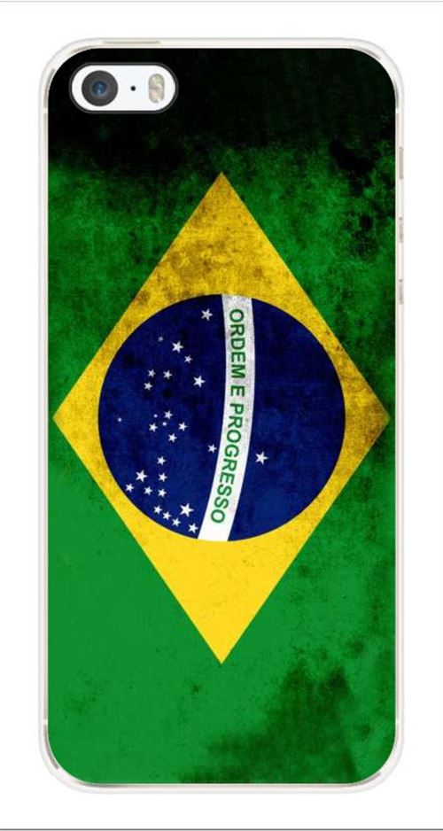 Coque en silicone imprimée compatible iPhone 5 iPhone 5S Drapeau Brésil