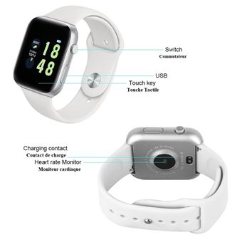 Montre Fitness Multifonction Compatible Ios Android Platyne Blanc