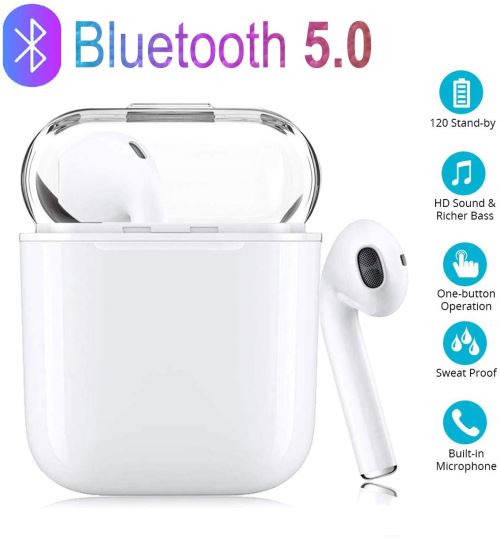 i8x Écouteurs Bluetooth, Écouteurs sans Fils 5.0, Écouteurs Bluetooth Intra-Auriculaires, Kit Mains Libres stéréo sans Fils pour Apple Android/iPhone