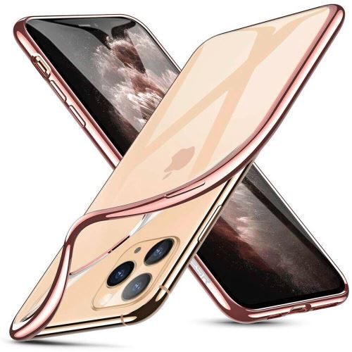 Coque pour Apple iPhone 11 PRO - Etui Gel TPU Silicone Transparent Contour Couleur Brillant ROSE Protection Souple Ultra Mince Phonillico®