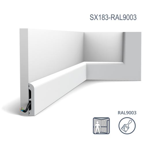 Plinthe Orac Decor SX183-RAL9003 AXXENT CASCADE Plinthe Cimaise Moulure décorative prépeinte design moderne blanc de sécurité 2 m