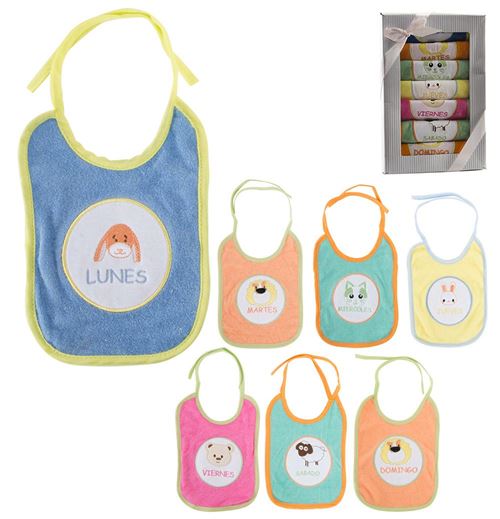 Set 7 bavoirs jours semaine 28x19 cm