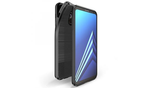 Coque Mojo Galaxy-S9+ coloris noir aspect métal et carbone