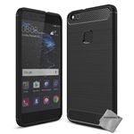 Housse etui coque silicone gel carbone pour Huawei P10 Lite + film ecran - NOIR - htdmobiles