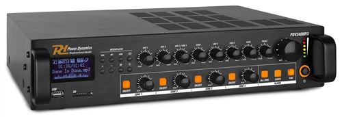 Power Dynamics Pdv240Mp3 - Amplificateur Mixeur 100V 4 Zones, 240W, Fm/Bt/Usb/Sd/Mp3