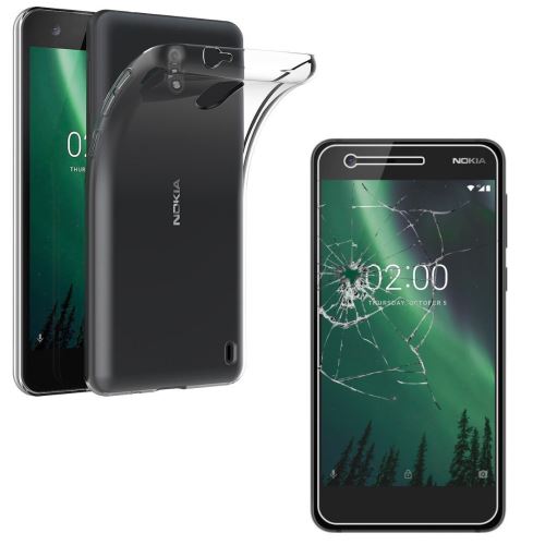 Coque pour Nokia 2 et Verre Trempé Film Protection Ecran - Coque Gel TPU Silicone Transparent Souple Ultra Mince Phonillico®
