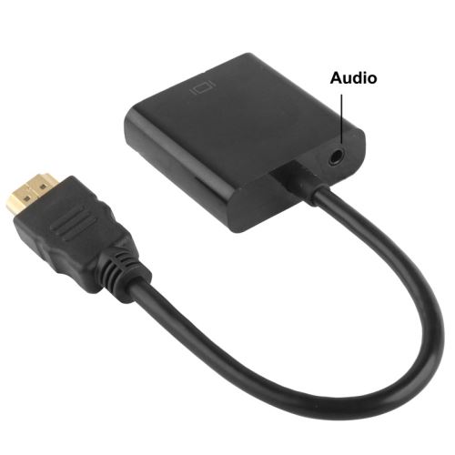 Connectique Câble & adaptateur moniteur 24cm Full HD 1080P HDMI vers VGA +  câble de sortie audio pour ordinateur / DVD / décodeur numérique / ordinateur  portable / téléphone portable / lecteur multimédia (noir) - Montage et  connectique PC - Achat