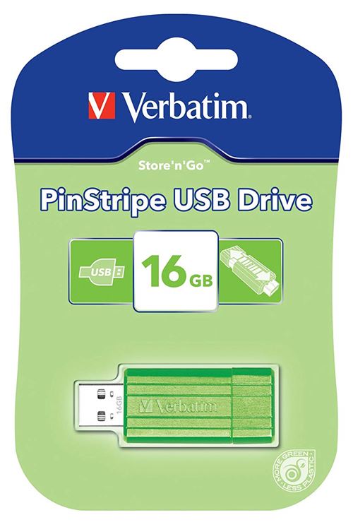 Verbatim 49070 16 Go PinStripe USB 2.0 Drive - Vert