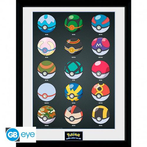 Poster Encadre - Pokemon - Pokeballs