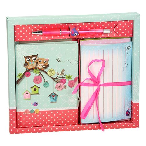 Journal avec Papeterie - Chouettes