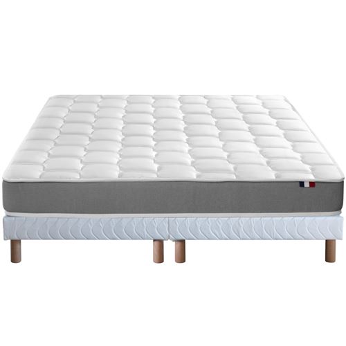 Ensemble matelas mousse sommier blanc 160x200