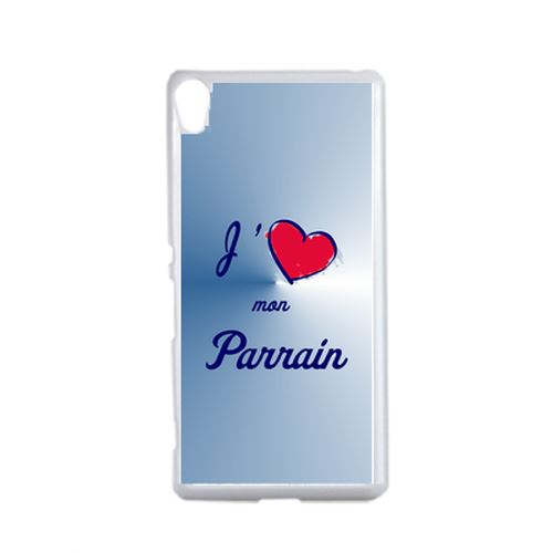 Coque J'aime Mon Parrain Bleu Compatible Sony Xperia Performance Transparent