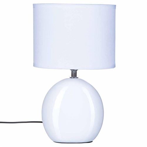 Lampe Ovale en céramique - H. 31 cm. - Blanc