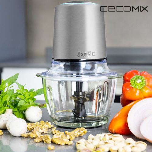 Hachoir avec bocal en verre 1L 400W - hacher electrique - Facile à démonter et à nettoyer, Convient à tous les types d'aliments