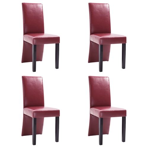 vidaXL 4 pcs Chaises de salle à manger Rouge bordeaux Similicuir