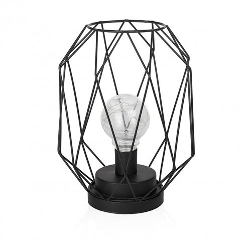 Smartwares ide-60007 lampe de table, structure filaire noire, alimentée par piles, metal, black