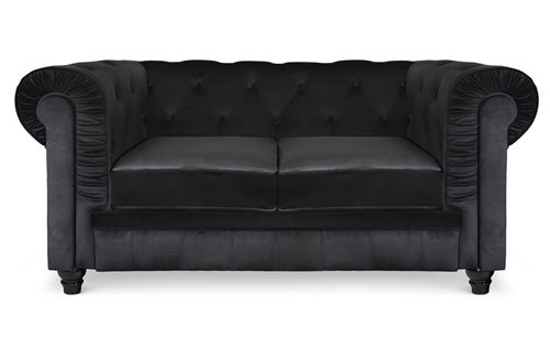 Canapé 2 places Chesterfield Velours Noir