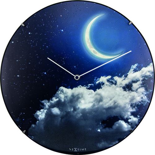 NeXtime NE-3177 Horloge murale Dia. 35 cm, Bol en verre, 'New Moon Dome'