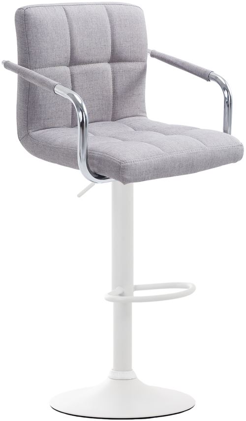 Tabouret de bar Lucy V2 en Tissu et piètement en Métal , Gris/Blanc