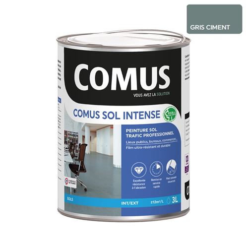Comus Sol Intense Gris Ciment 3l Peinture Sols Intérieurs Et Extérieurs, Trafic Intense/professionnel