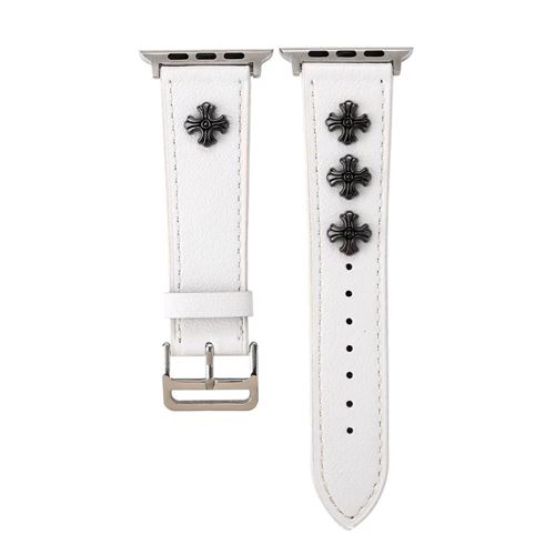  Bracelet en cuir avec rivet pour Apple Watch Series 6/ SE/ 5/ 4 40mm - Blanc 