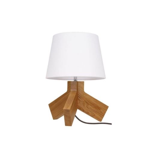HOMEMANIA Lampe de Bureau Tilda - pour Bureau, Table de Chevet - Chêne, Blanc in Bois, Tissu, 30 x 30 x 43,5 cm, 1 x E27, Max 60 W