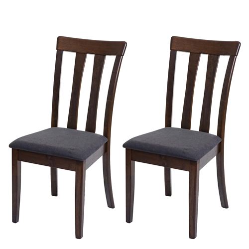 2 x chaises de salle à manger MENDLER HWC-G46 bois massif cadre foncé gris foncé