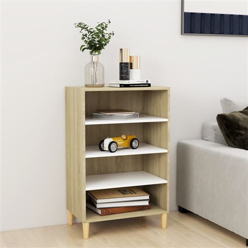 vidaXL Buffet blanc et chêne sonoma 57x35x90 cm bois d'ingénierie