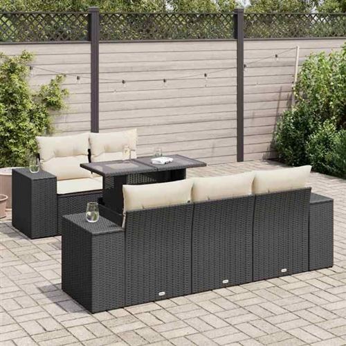 Salon de jardin modulable GENERIQUE - Lot de 6 pièces - 5 personnes - Résine tressée - Noir