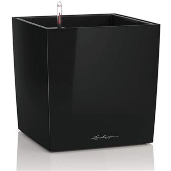 Pot de fleur LECHUZA Cube Premium 40 - kit complet, noir brillant - 1