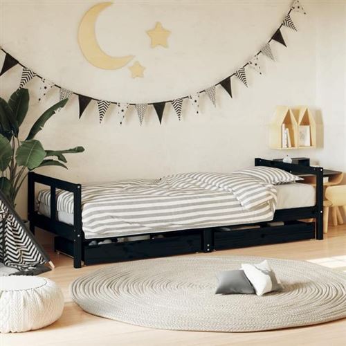 vidaXL Cadre de Lit pour Enfants avec Tiroirs, Lit Simple avec Tête de Lit et Pied de Lit, Meuble de Chambre, Scandinave, 834407