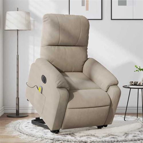 Non Communiqué Beige Vidaxl Fauteuil De Relaxation, Massage, Inclinable Électrique Réglable Tissu Microfibre Taupe